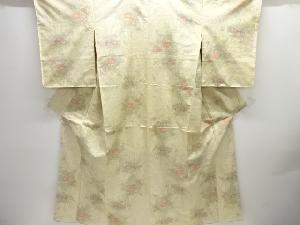 未使用品　秋草模様織り出し十日町紬着物